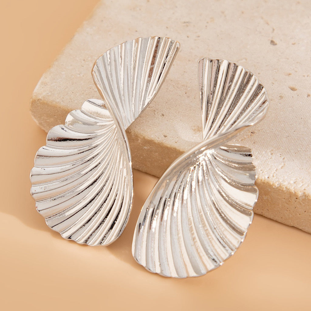 Irregular Liquid Metal Fruncido Geométrico Thread Aretes