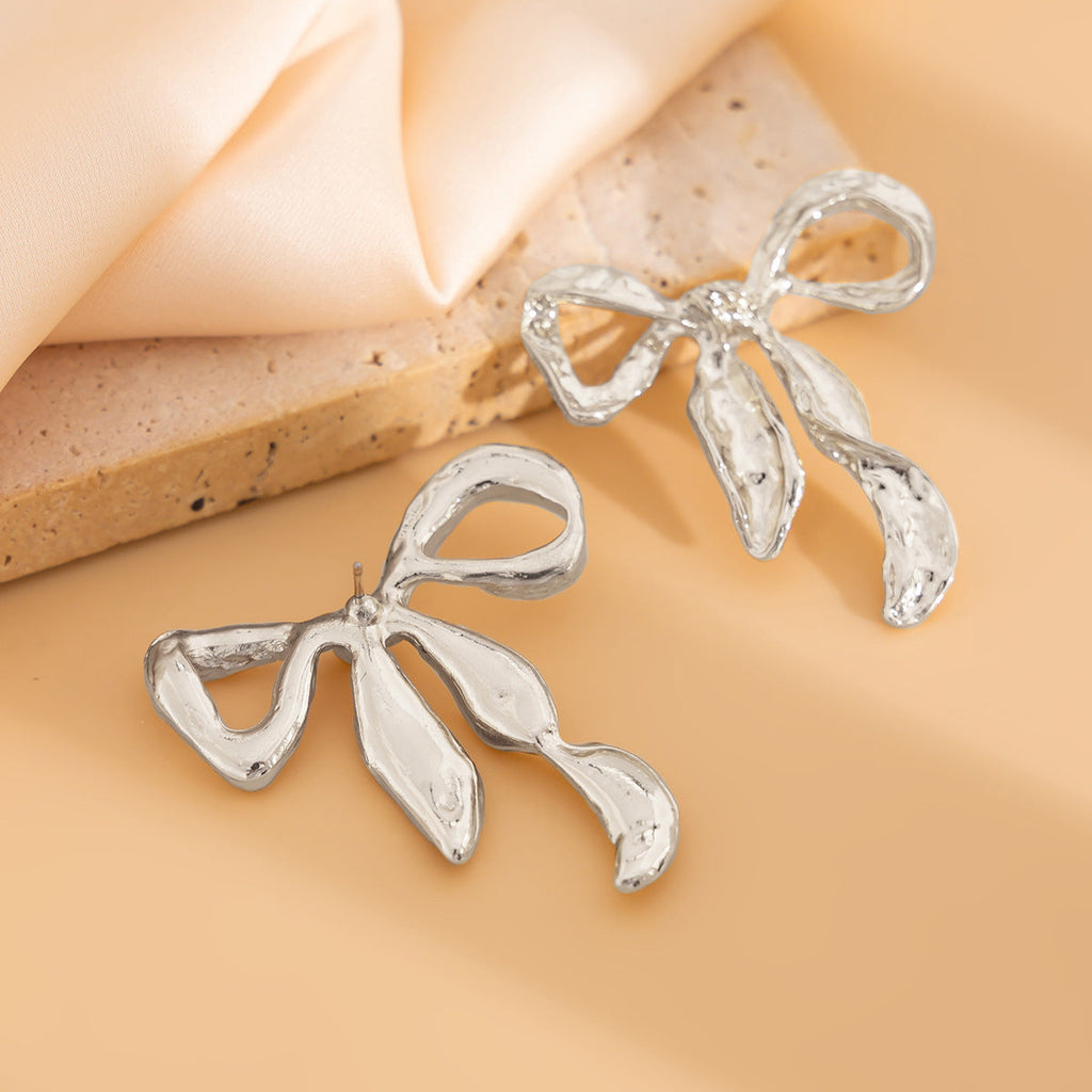 Liquid Irregular Fruncido Lazo Aretes