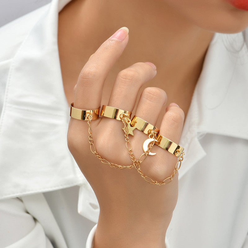 Heart Charm Hand Espalda Con Cadena Pulsera-Anillo