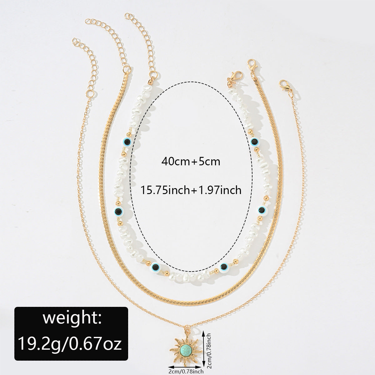 Largo Perla Estrella Octagrama Pendant En Capas Collar