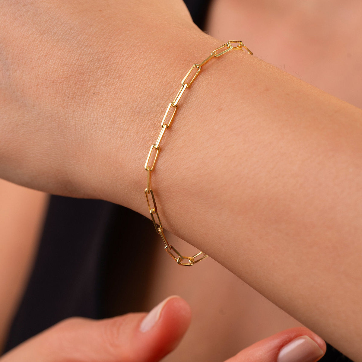 Minimalista Oro 18K Acero Inoxidable Pulsera de Cadena