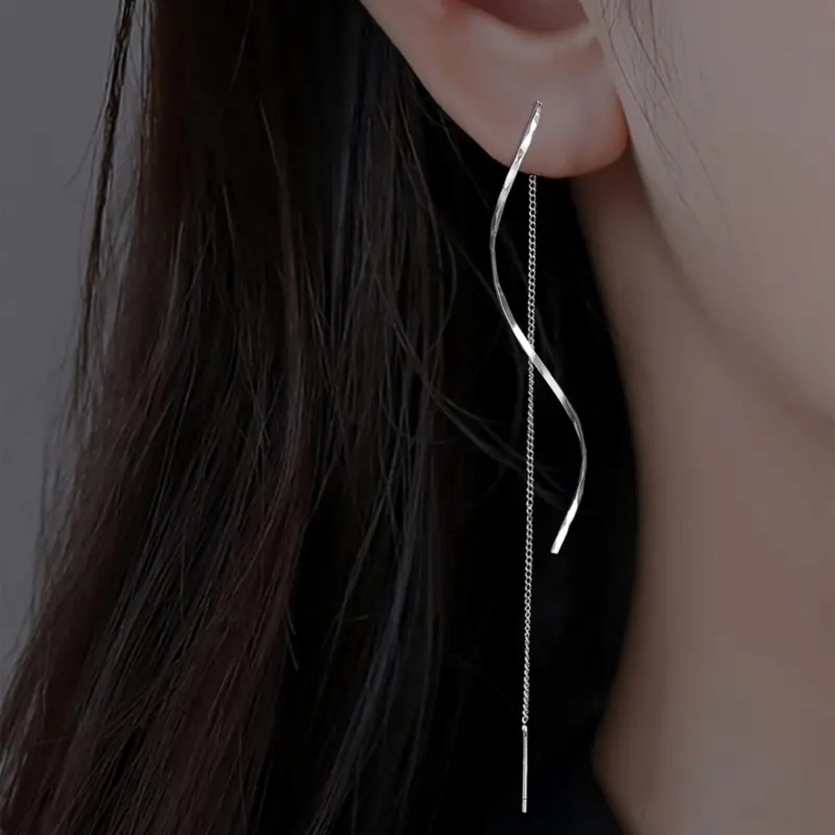 Ondulado Espiral Drop Aretes de Hilo