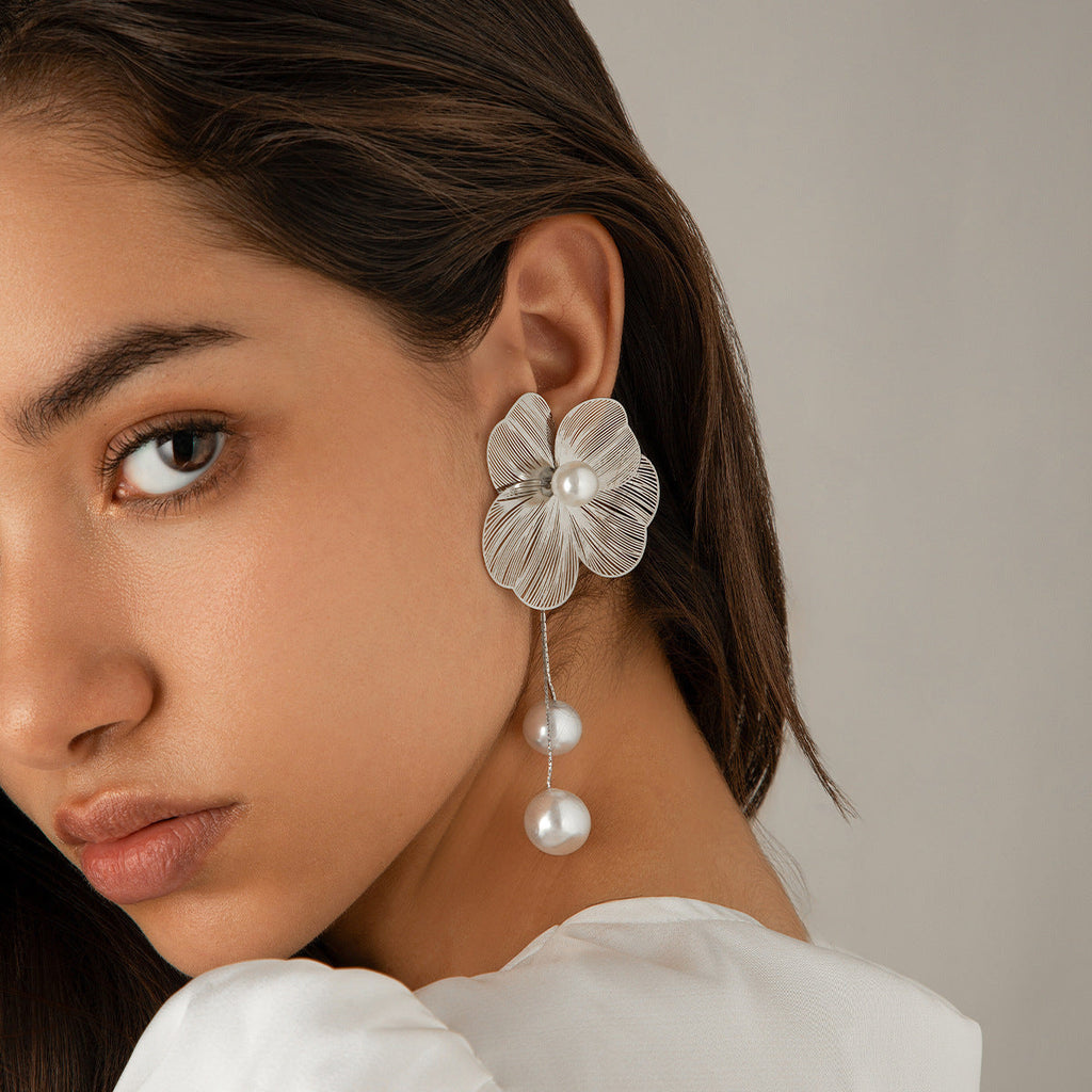 Ginkgo Flor Dangle Aretes Colgantes