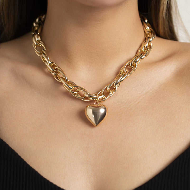 Con Calados Statement O Anillo Heart Pendant Collar Statement