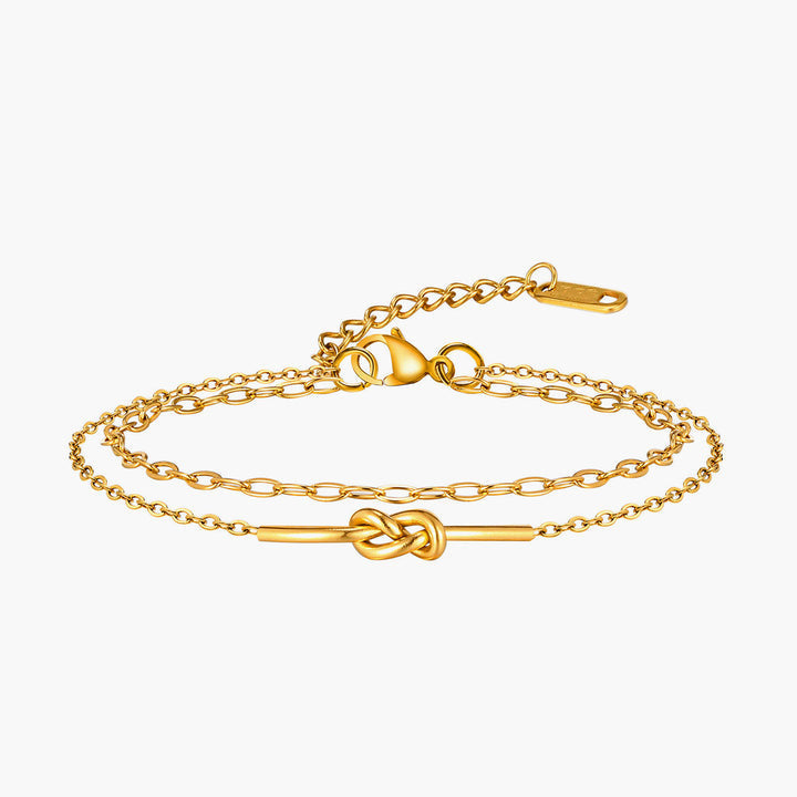 Cobre Doble Capa Anudado Pulsera de Cadena