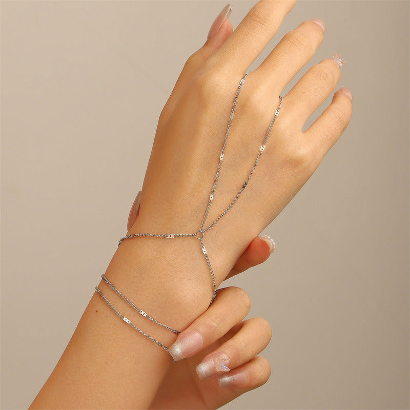 Sencillo Cuenta Con Detalle de En Capas Pulsera-Anillo
