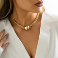 Bold Cuenta Pendant Choker En Capas Collar