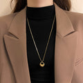Largo Dorado Círculo y Lágrima Collar con Colgante
