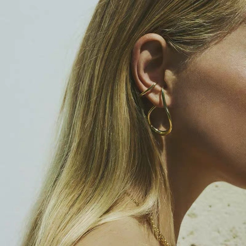 Minimalista Apilado Aretes tipo Cuff