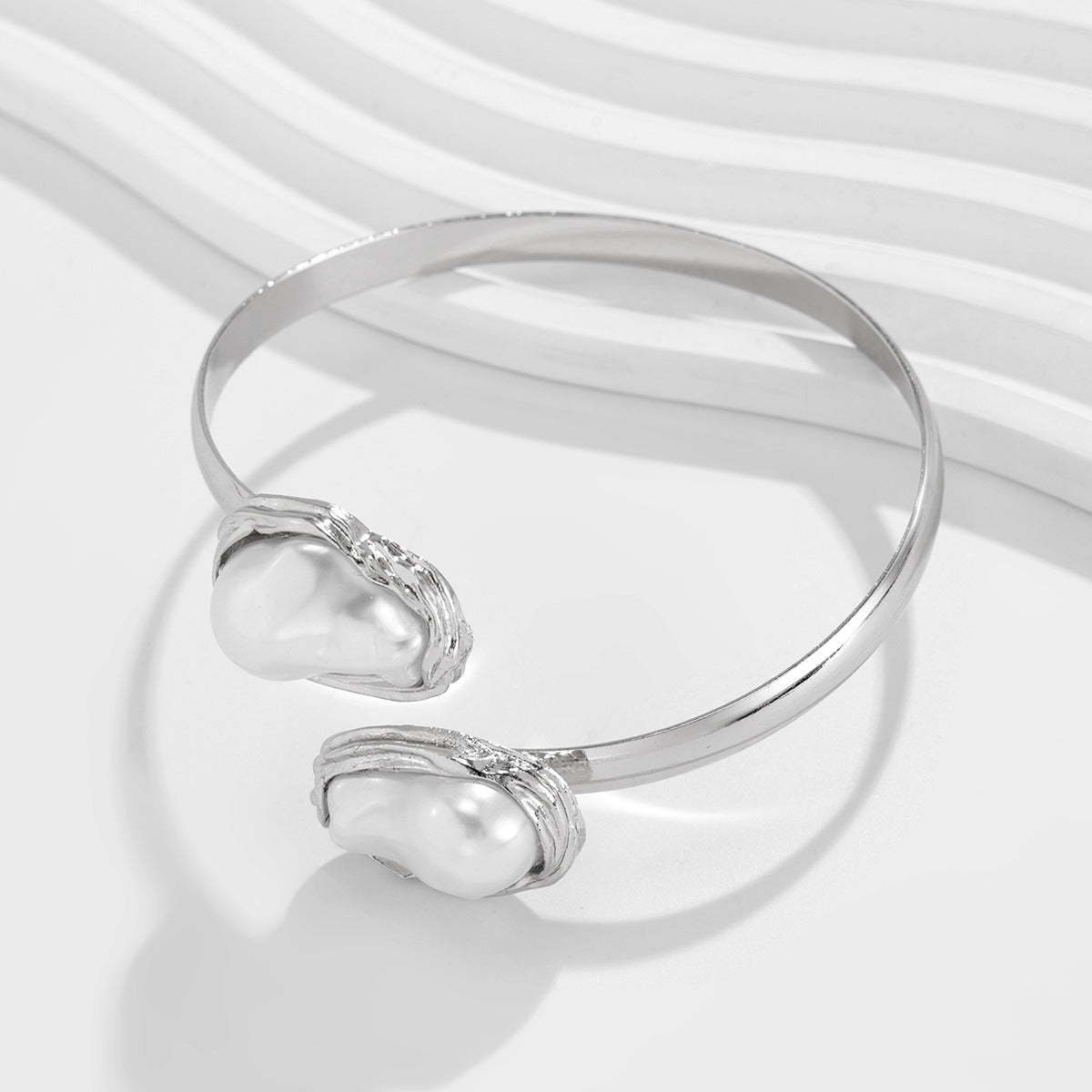 2-Pieza Barroco Irregular Perla Aleación Conjunto de Collar, Anillo y Pulsera