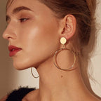 Audaz Geométrico Dorado Aleación Aretes de Aro