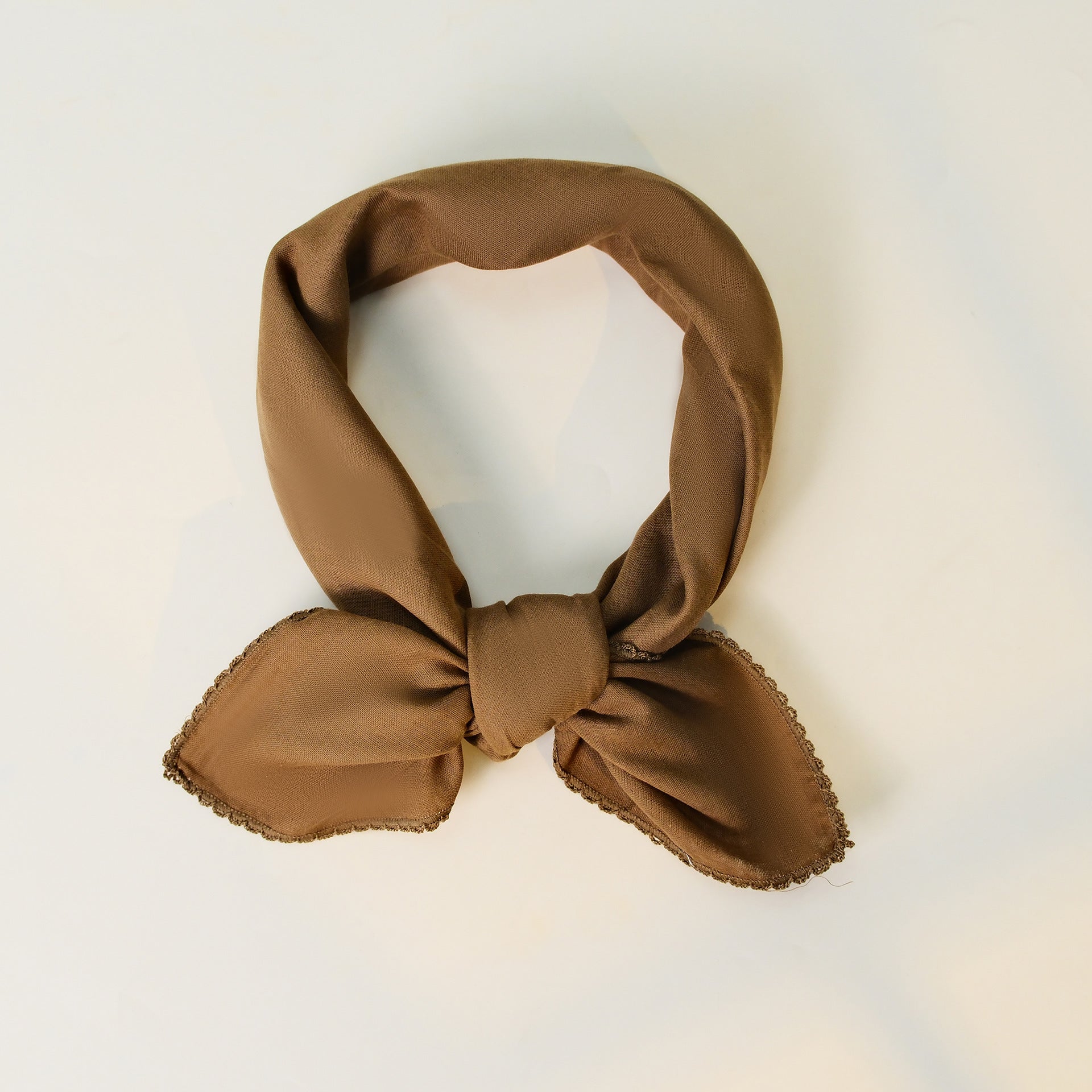Minimal Cotton Double Layer Ruffle Trim Square Scarf