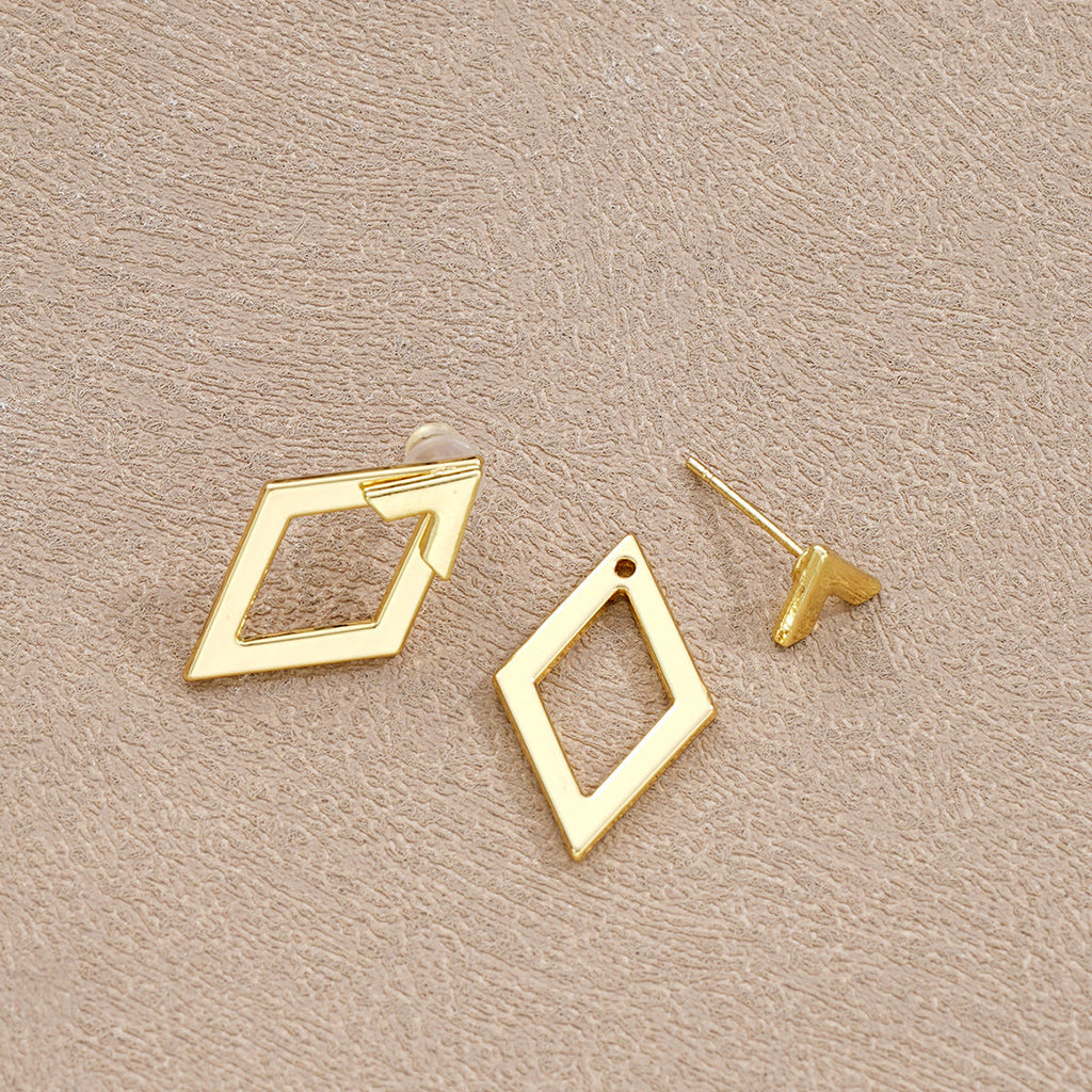 Geométrico Doble Capa Diamante Aretes