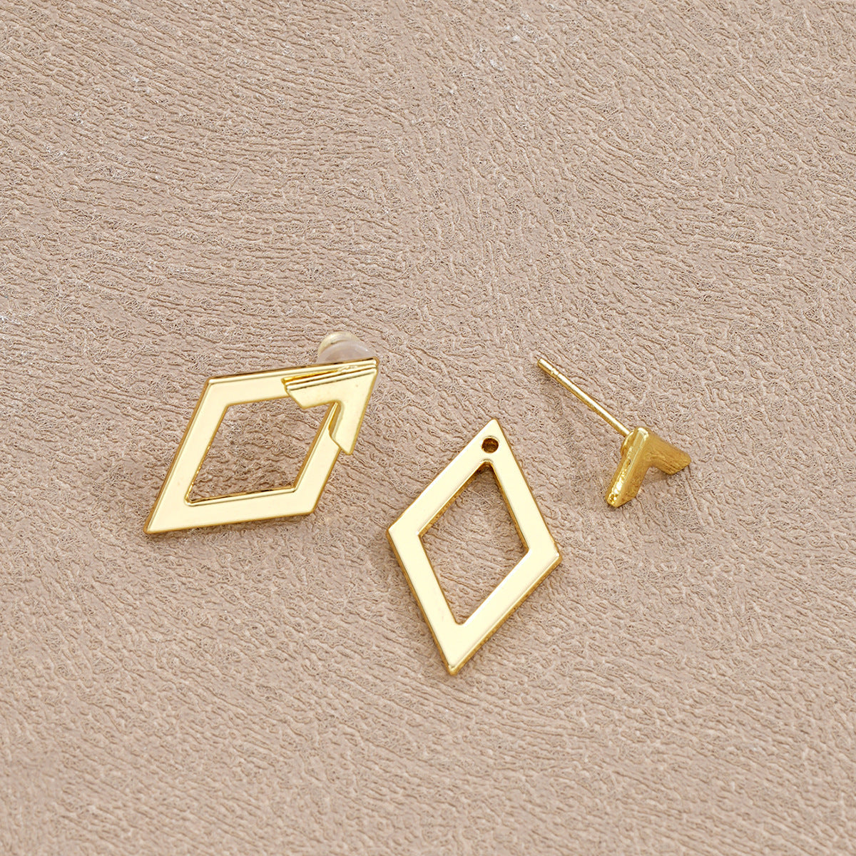 Geométrico Doble Capa Diamante Aretes