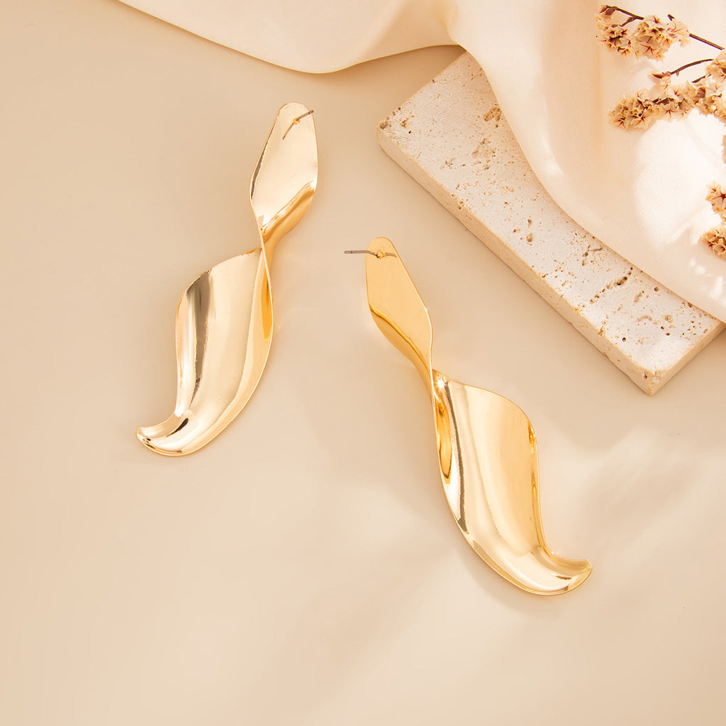 Minimalista Irregular Espiral Geométrico Aretes de Bolita