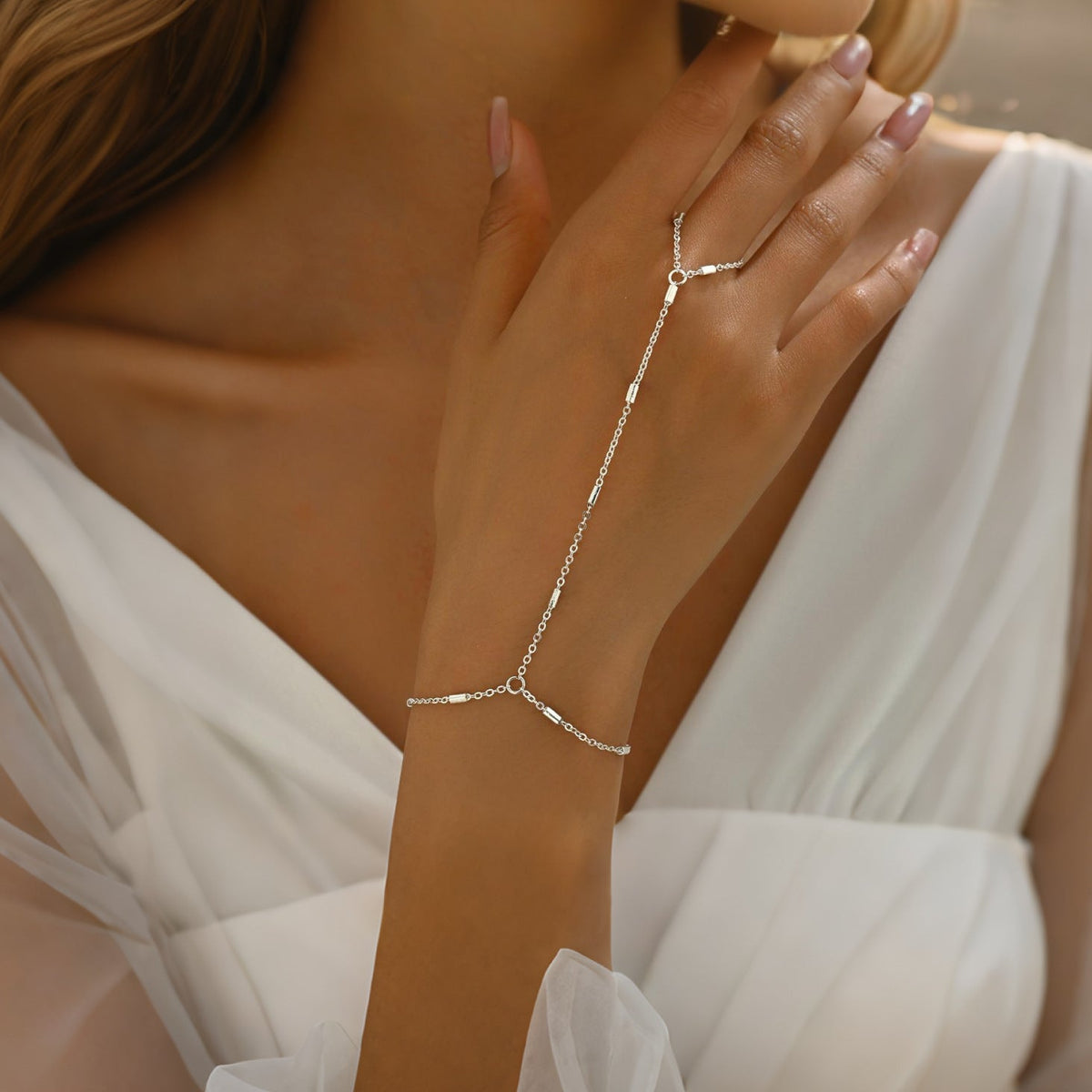 Con Cuentas Knuckle Anillo Pulsera-Anillo
