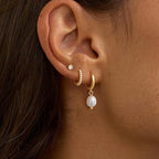 3-Pieza Tono Dorado Barroco Perla Arete Conjunto