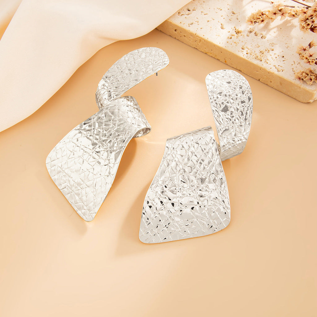 Minimalista Irregular Espiral Geométrico Aretes de Bolita
