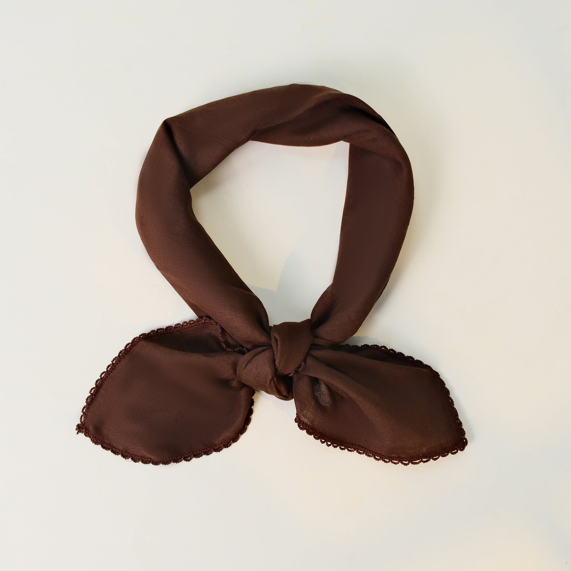 Minimal Cotton Double Layer Ruffle Trim Square Scarf