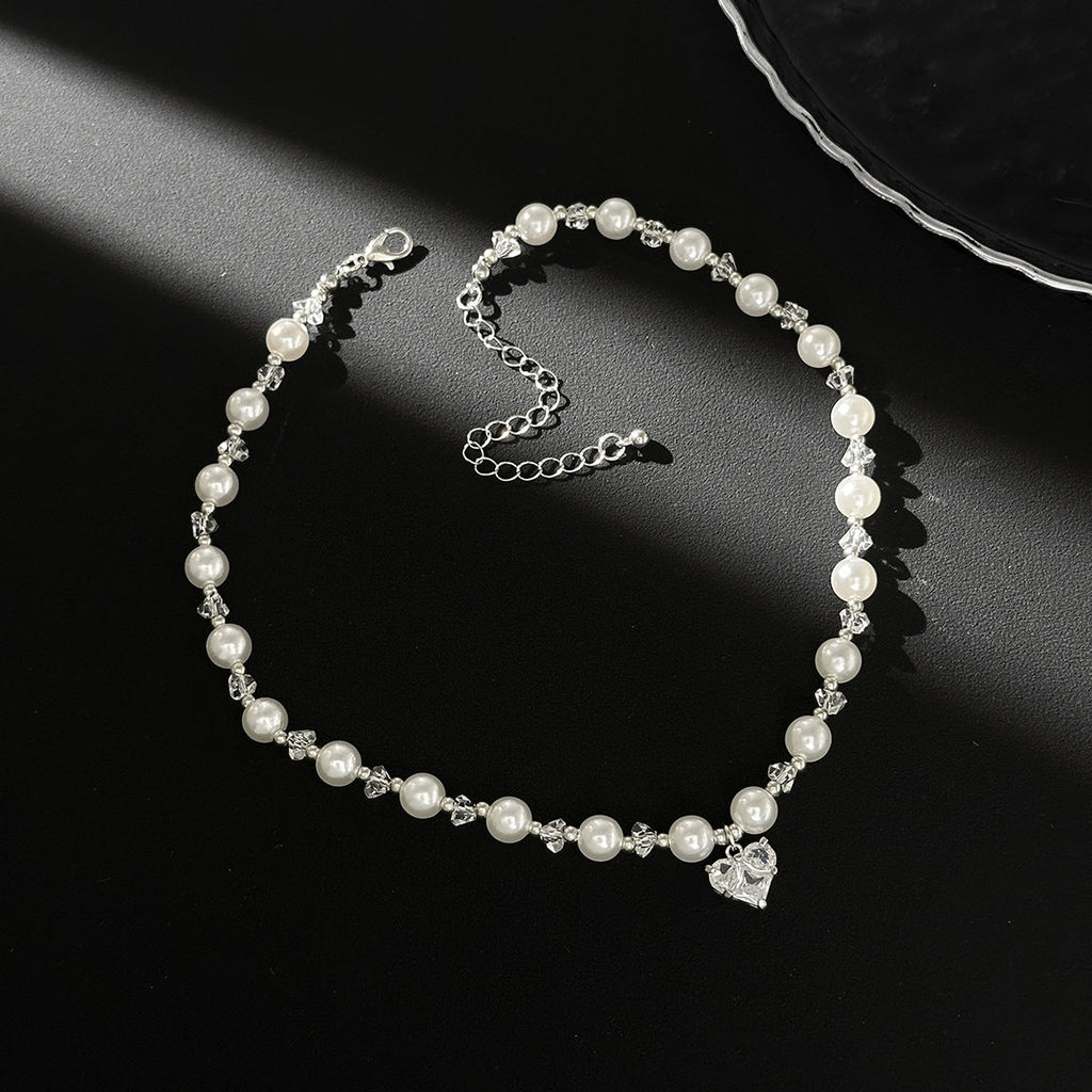 Cristal Heart Perla Cuenta Gargantilla
