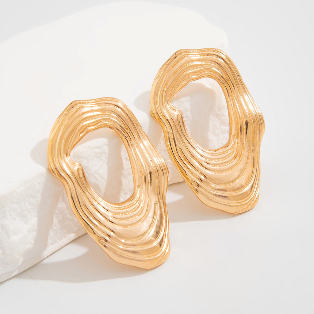 Liquid Irregular Fruncido Flor Aretes