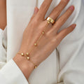 Vintage Minimalista Heart Charm Pulsera-Anillo