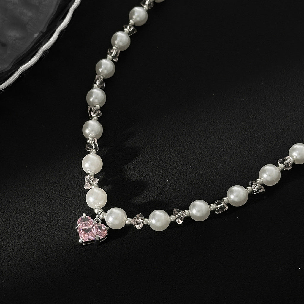 Cristal Heart Perla Cuenta Gargantilla