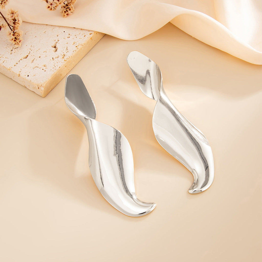 Minimalista Irregular Espiral Geométrico Aretes de Bolita