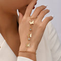 Heart Charm Hand Espalda Con Cadena Pulsera-Anillo