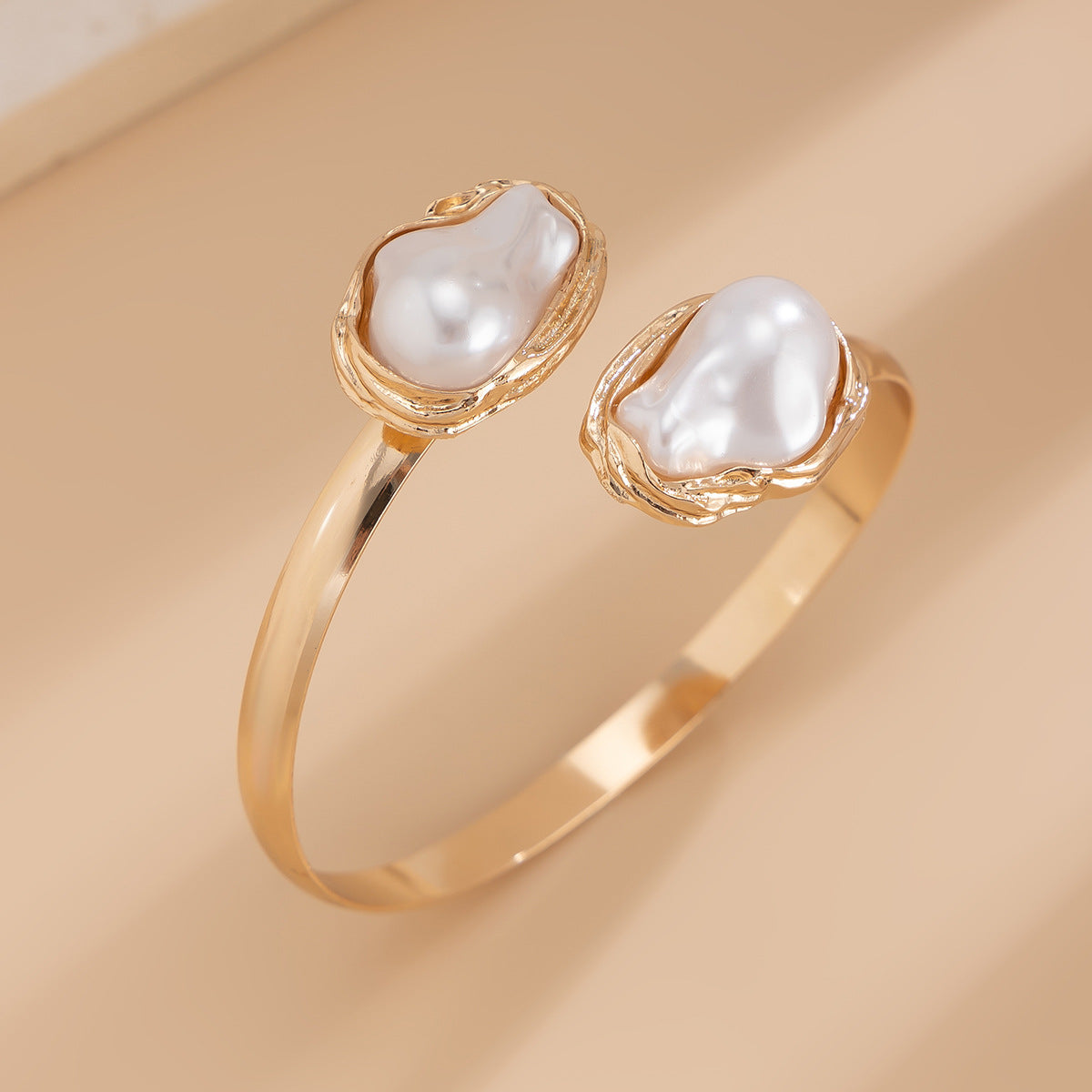 2-Pieza Barroco Irregular Perla Aleación Conjunto de Collar, Anillo y Pulsera