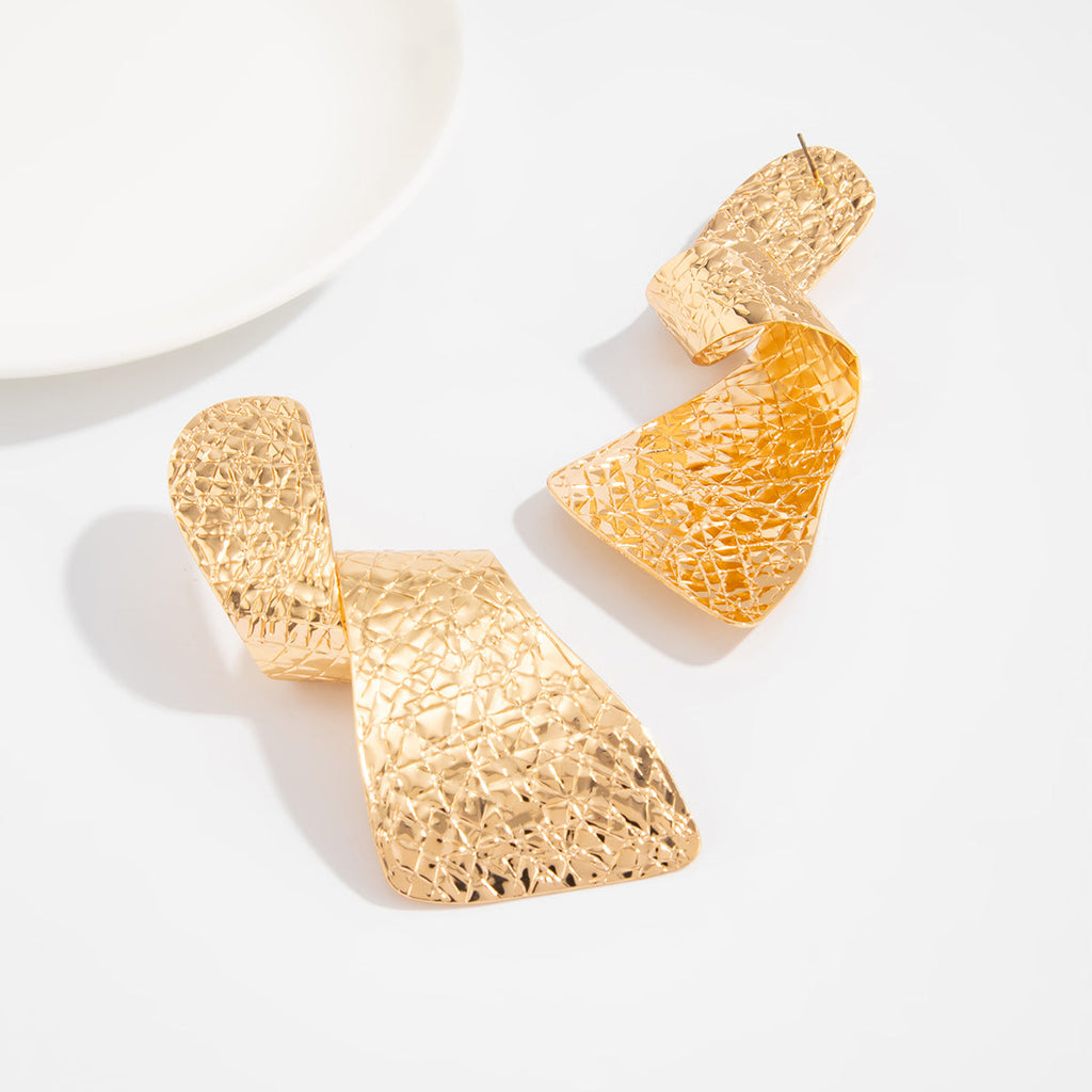 Minimalista Irregular Espiral Geométrico Aretes de Bolita