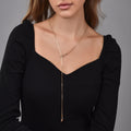 Largo Lágrima Pendant Slide Con Cadena Lariat Collar