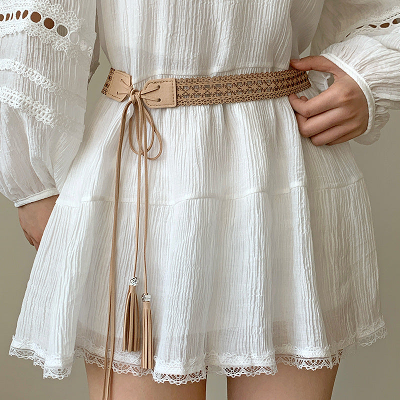 Boho Tejido a Mano Wide Cinturón