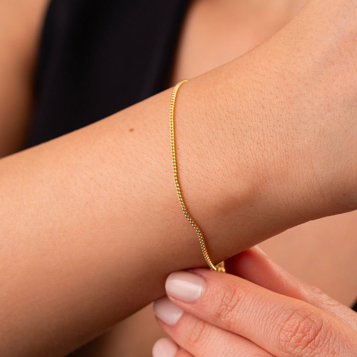 Minimalista Oro 18K Acero Inoxidable Pulsera de Cadena