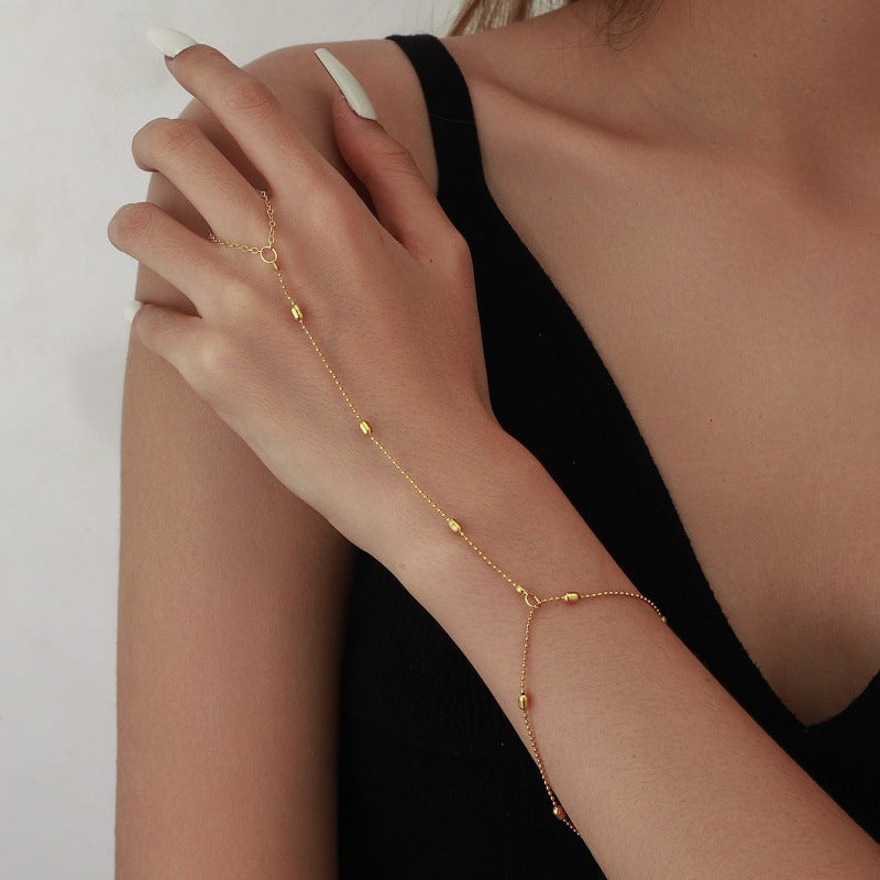 Versatile Metálico Con Cadena Pulsera-Anillo