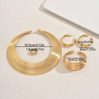 5 Pieza Multicapa Metal Conjunto de Pulsera, Anillo, Aretes y Collar