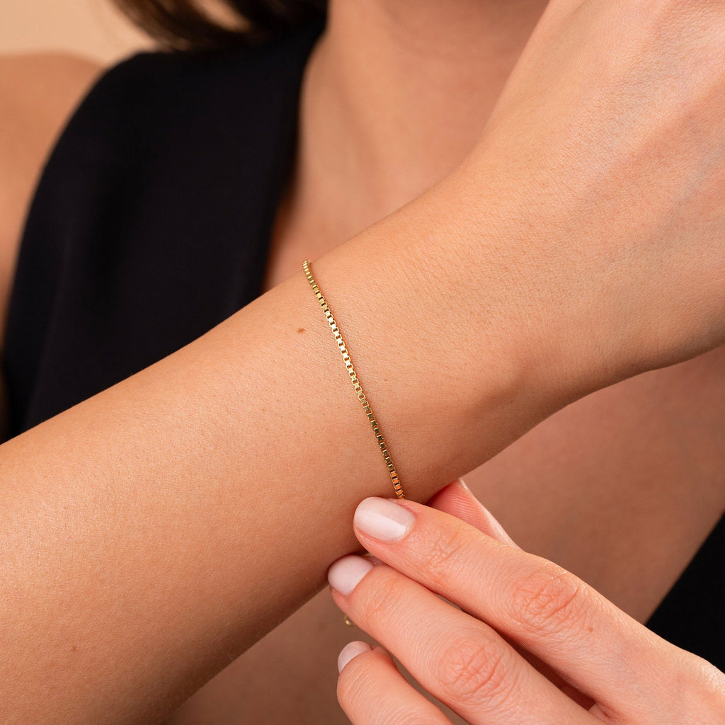 Minimalista Oro 18K Acero Inoxidable Pulsera de Cadena