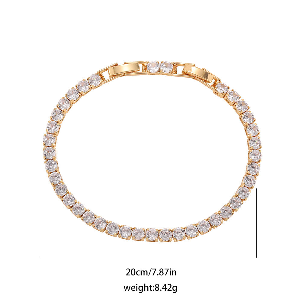 Oro 18K Plated Cuadrado Circonita Tennis Pulsera de Cadena