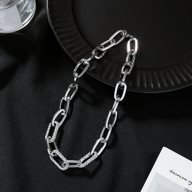 Statement Cadena Barbada Cristal Con Detalle de Gargantilla