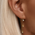 Micro Pavé Diamante Con Flecos Con Cadena Aretes de Hilo