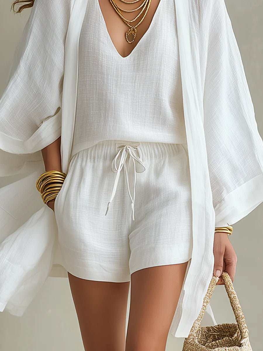 Set di cardigan bianco oversize - 3 pezzi