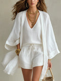 Set di cardigan bianco oversize - 3 pezzi