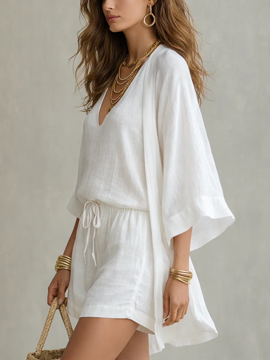 Set di cardigan bianco oversize - 3 pezzi