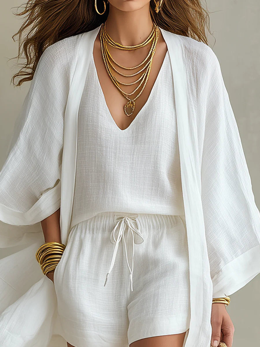 Set di cardigan bianco oversize - 3 pezzi