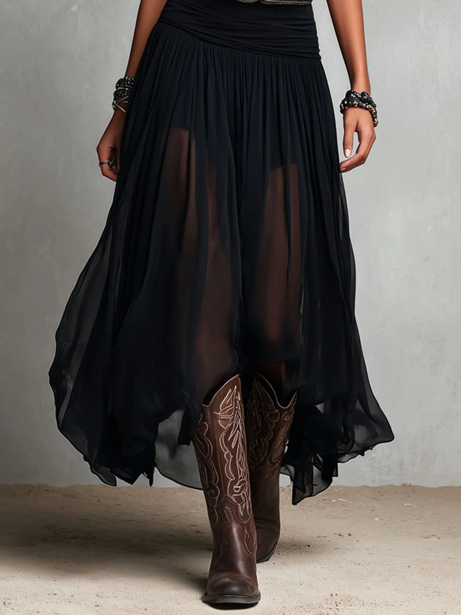 Top senza maniche nero con gonna in tulle maxi (con cintura)