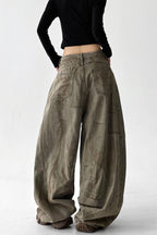 Star Patch Balloon Washed Denim Jeans