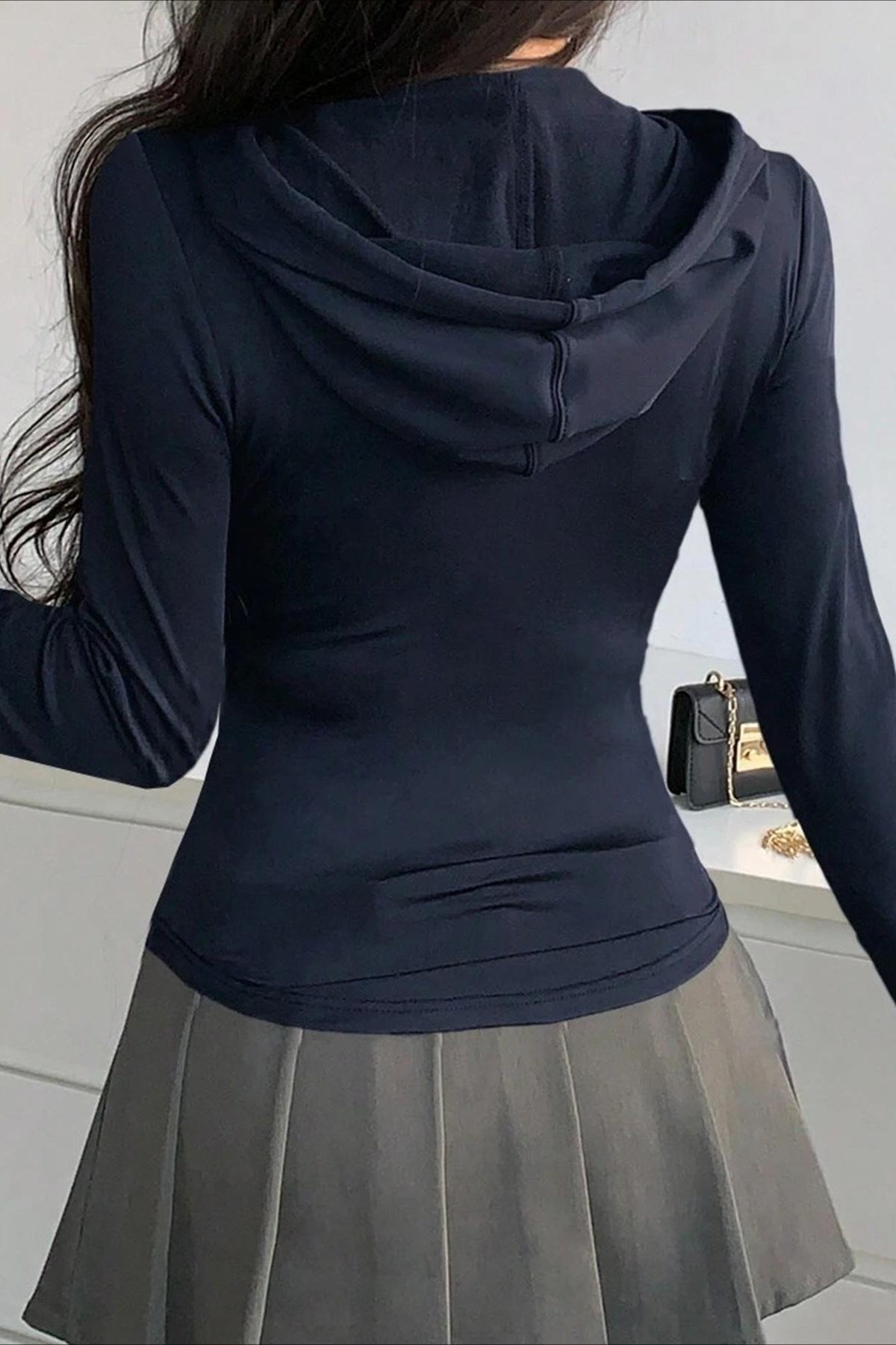 Fitted Longline Full Zip Hoodie