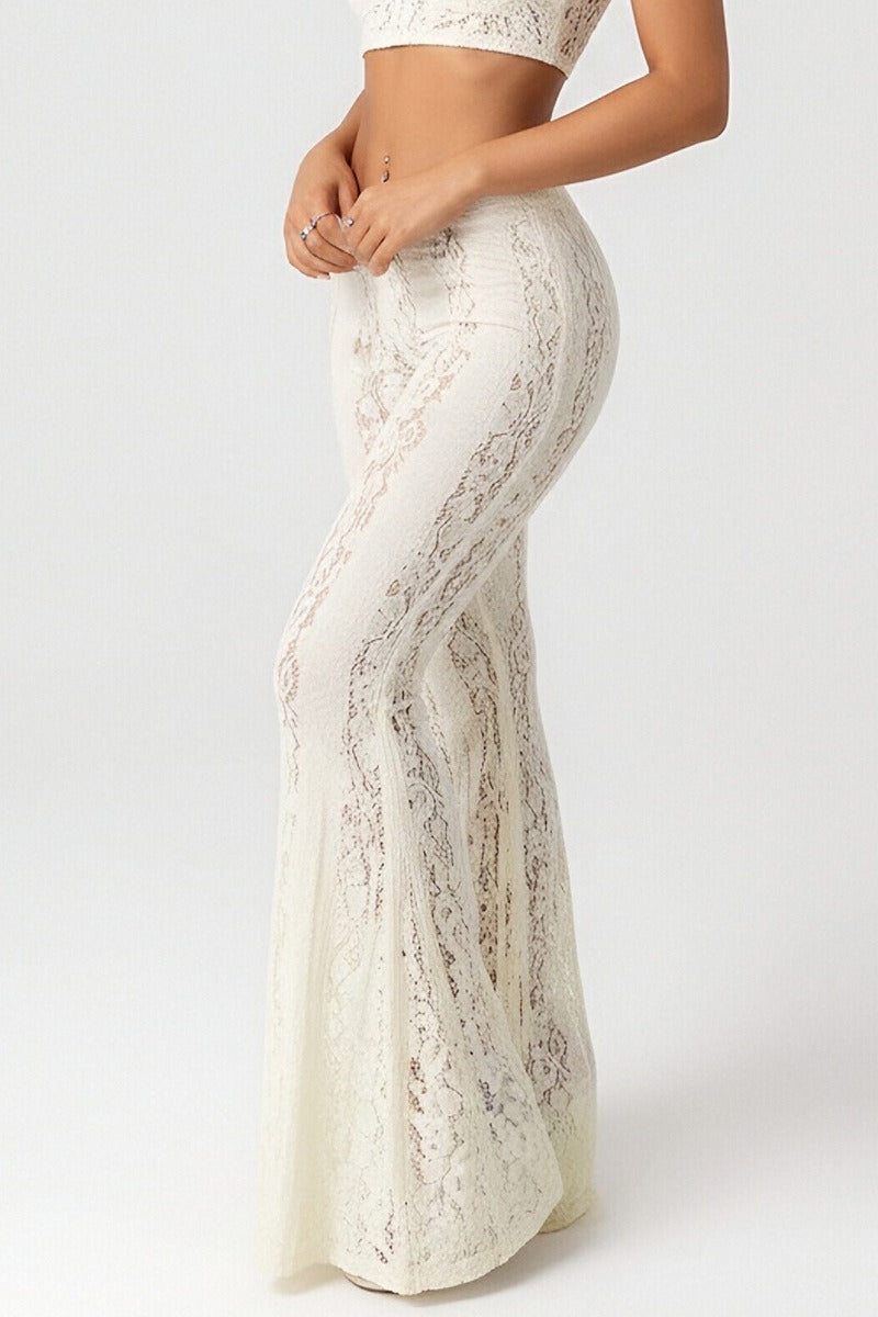 Low Rise Lace Flared Bodycon Pants