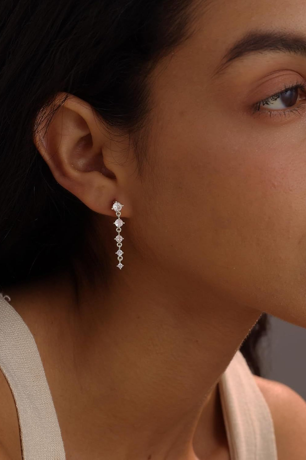 Plata de Ley Circonita Perla Aretes de Bolita