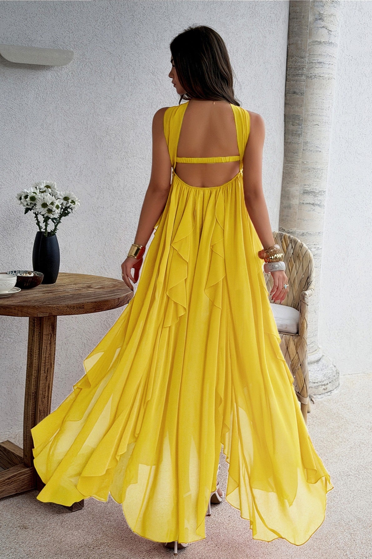 Strapless Tiered Ruffle Vacation Dress